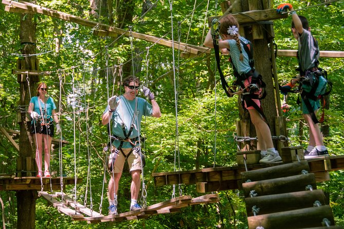 Ziplining and Climbing at The Adventure Park at Virginia Aquarium - Why families and mixed groups work well here